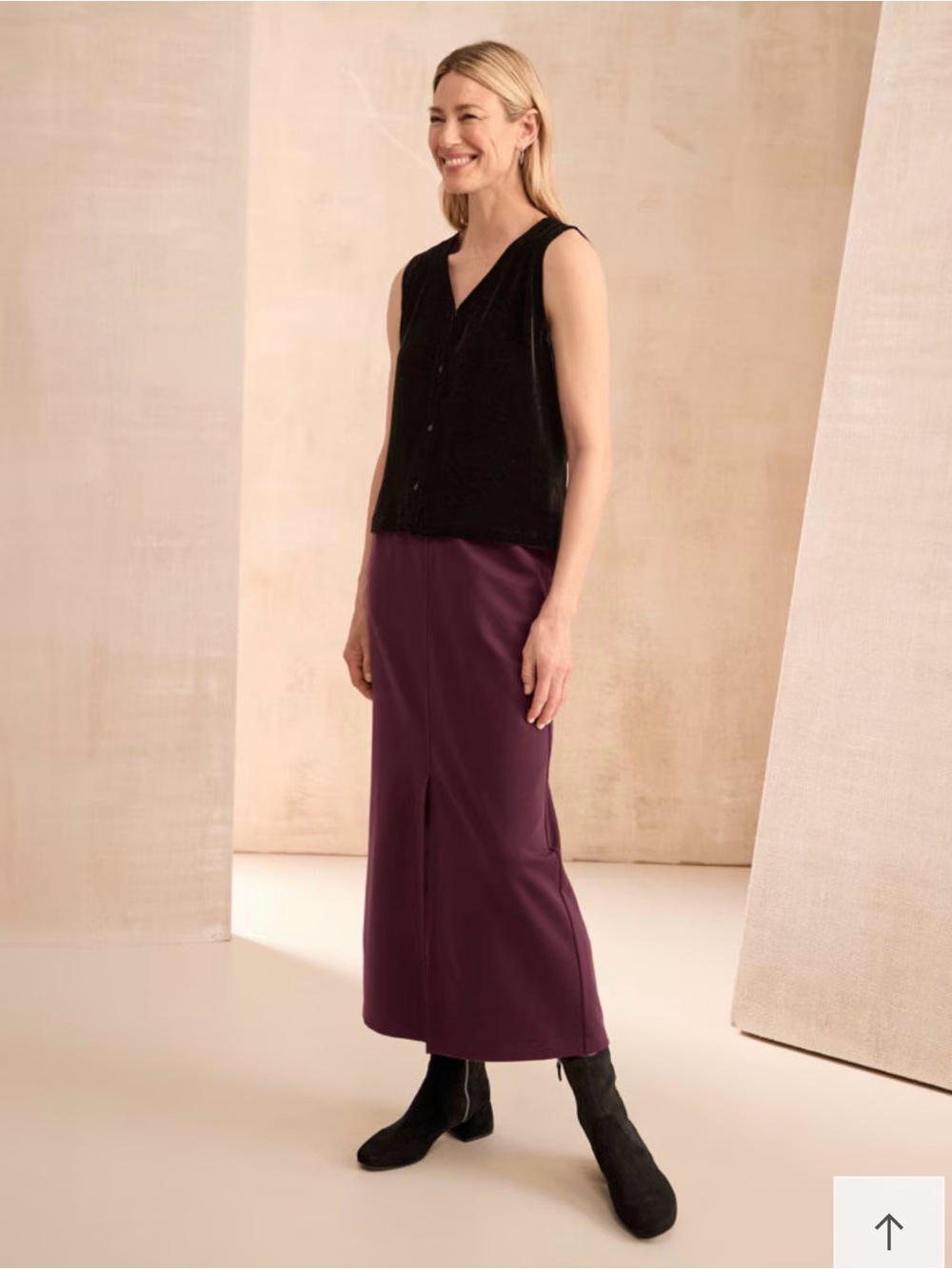 Eileen Fisher Womens Wine Tencel Doubleknit Midi Pencil Skirt Size XL NWT
